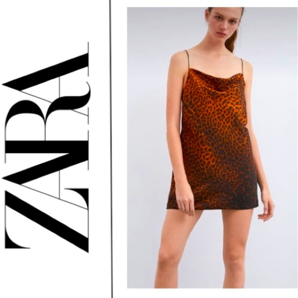 NEW Zara Cheetah silk short dress - size: US M